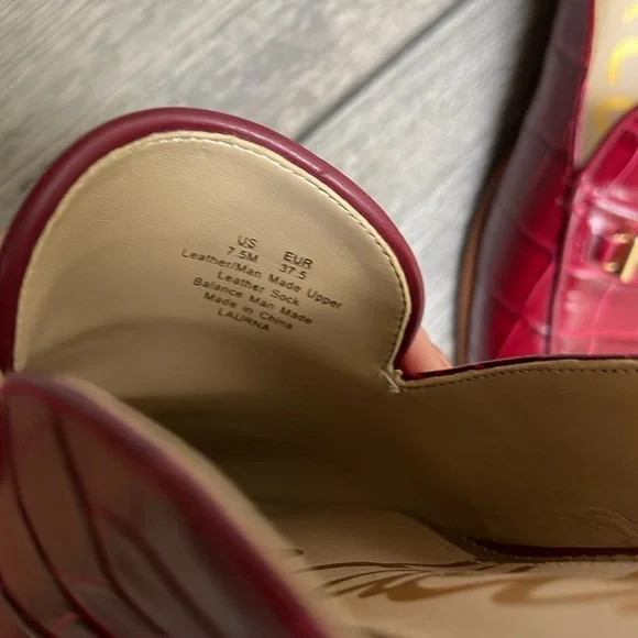 Women Sam Edelman Linnie Rhubarb Mules Almond Toe 7.5 Embellished Loafer New - Picture 5 of 5